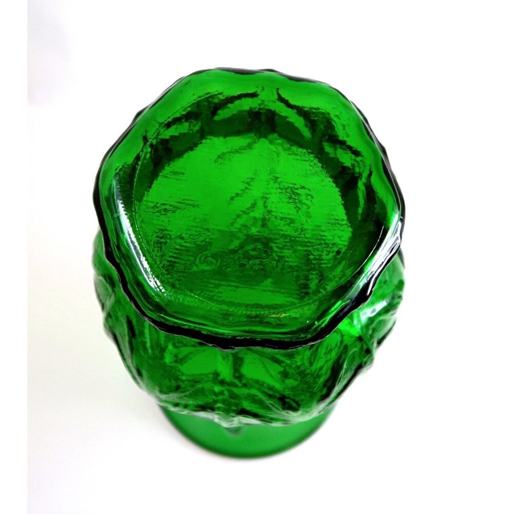 FTD Emerald Green Glass Large Vase - Vintage 1976 Leaf Vine Design - Retro Home - Picture 5 of 5
